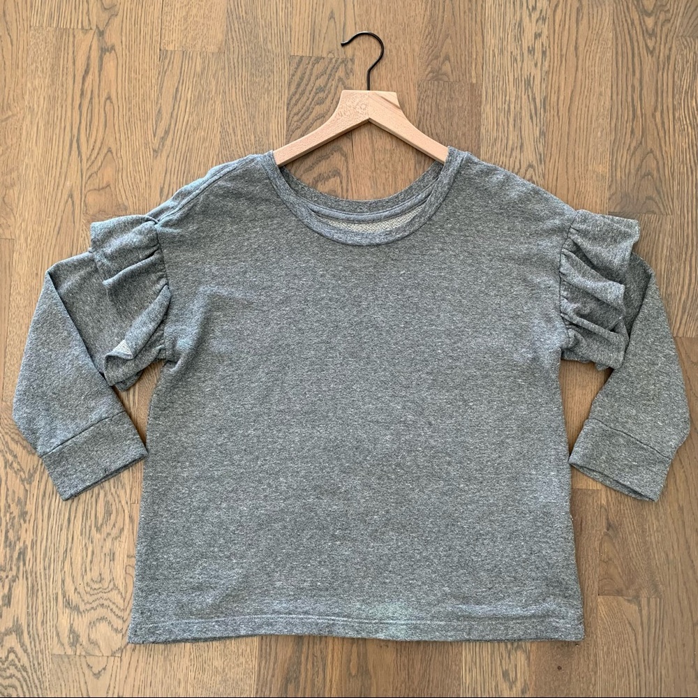 Current/Elliot The Ruffle Sweatshirt Long Sleeve Knit in Heather Grey 0 / XS